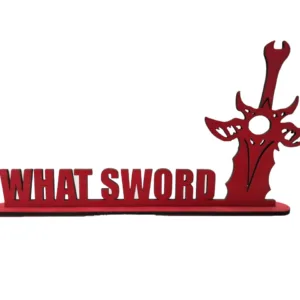 Letrero meme "What Sword?" de World of Warcraft