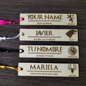 Marcapáginas personalizables con tu nombre, inspirados en Juego de Tronos (Canción de Hielo y Fuego)